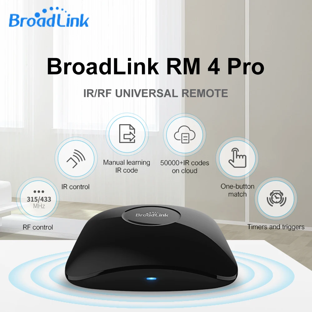 

Универсальный пульт дистанционного управления для умного дома Broadlink RM4 Pro Bestcon, Wi-Fi, ИК, RF, работает с Alexa и Googlehome, 2021