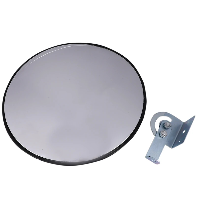 30Cm Wide Angle Security Road Mirror Curved for Indoor Burglar Outdoor Safurance Roadway Safety Traffic Signal Convex Mirror(Bla