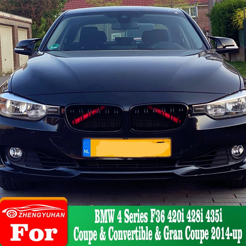

2Pcs Car Front Grille Cover Trim Strips Accessories For BMW 4 Series F36 420i 428i 435i Coupe & Convertible & Gran Coupe 2014-up