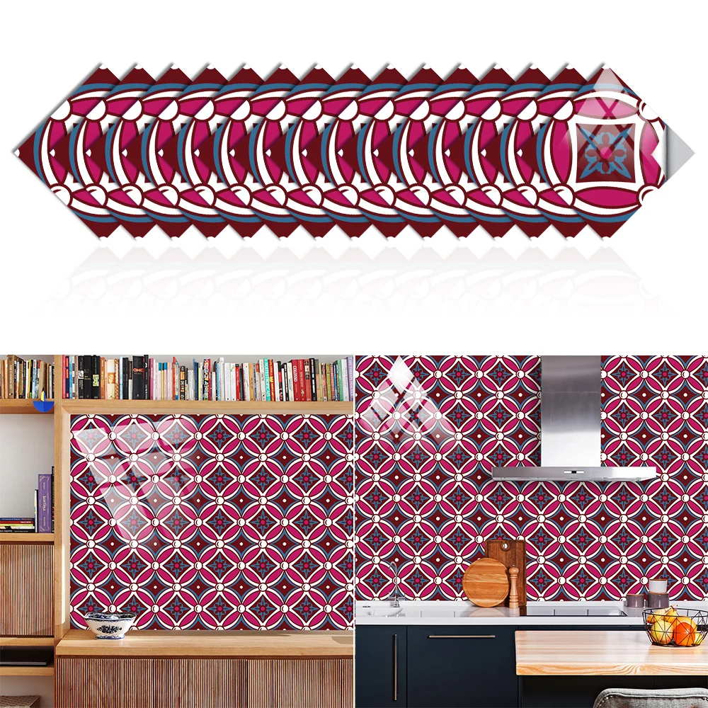 15pcs/set 8/10/12/15cm Floor Tiles Diagonal Wall Stickers Desk Wardrobe Decoration Art Mural Bathroom Waist Line PVC Wall Decals