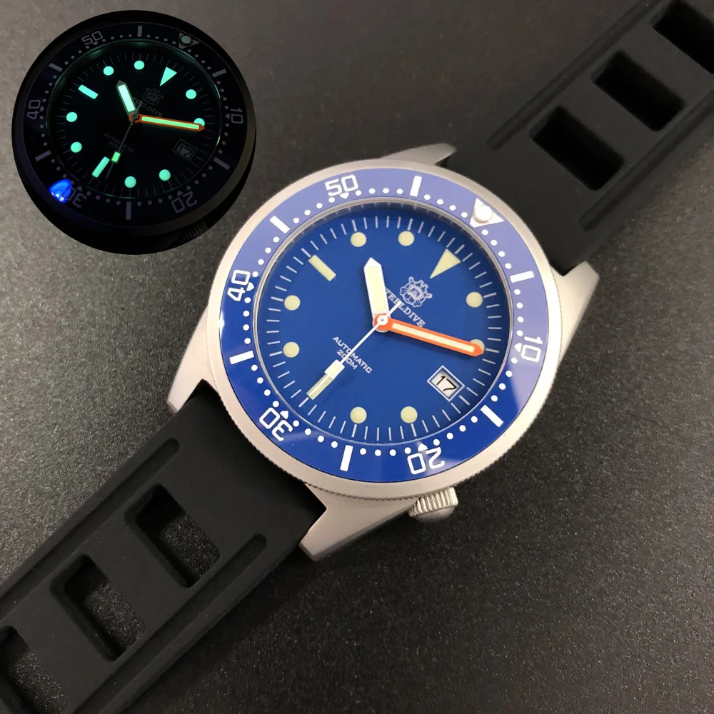 STEELDIVE Men Diver Watch 42.5mm Automatic Mechanical Wristwatch 20ATM Luminous Sapphire Mirror Ceramic Bezel NH35