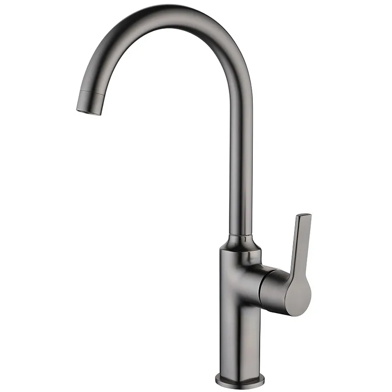 Kitchen Faucets Gun Grey/Brushed Gold Soild Brass Hot & Cold Sink Mixer Taps Rotating Single Handle Deck Mounted New Arrival