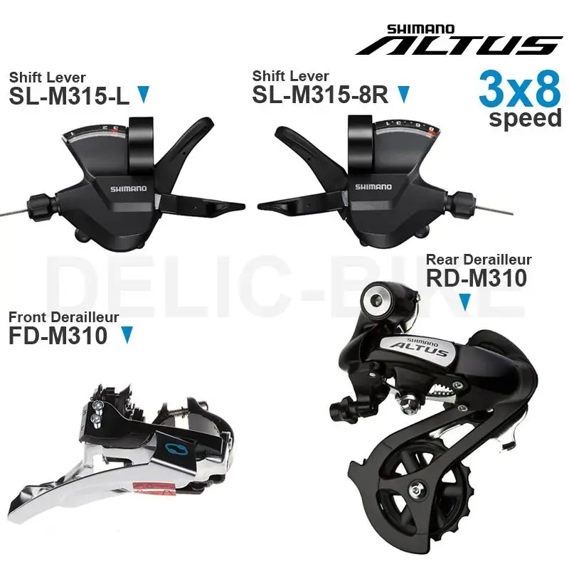 

Переключатель скоростей SHIMANO ALTUS M315 3x 7/8 с переключателями M315 и передним (верхним поворотом) M310, задний переключатель передач, оригинальные детали