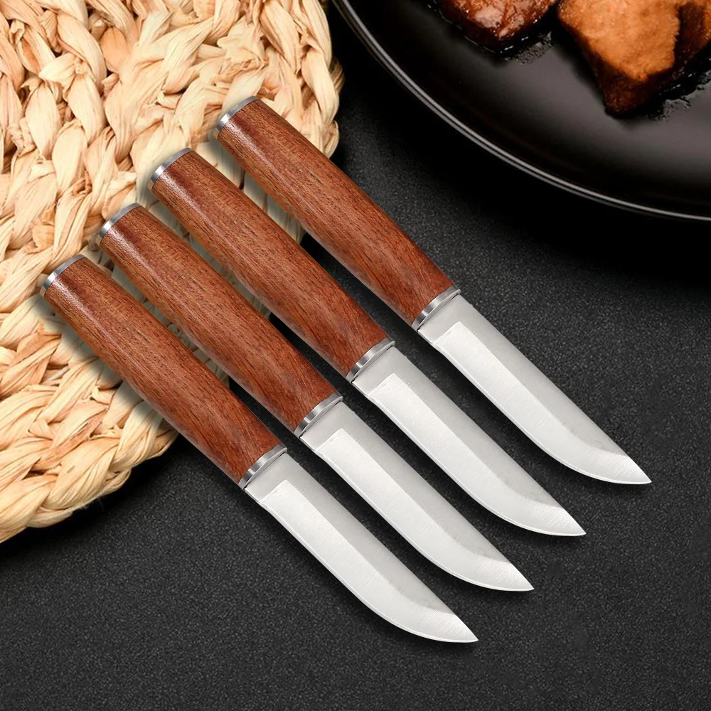 

Jaswehome Paring Knife Set Stainless Steel Dinnerware Knife Multipurpose Peeling Rosewood Handle Kitchen Utility Knife