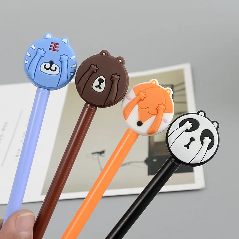 50pcs Korean creative stationery cartoon cute masked shame animal black neutral pen water pen signature pen