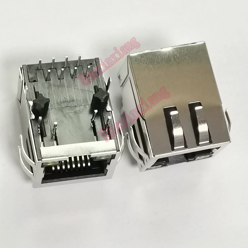 20 pçs/lote Escudo RJ45 8P8C Jack Conector Com LED e Estilhaços Rede Internet Modular 21mm