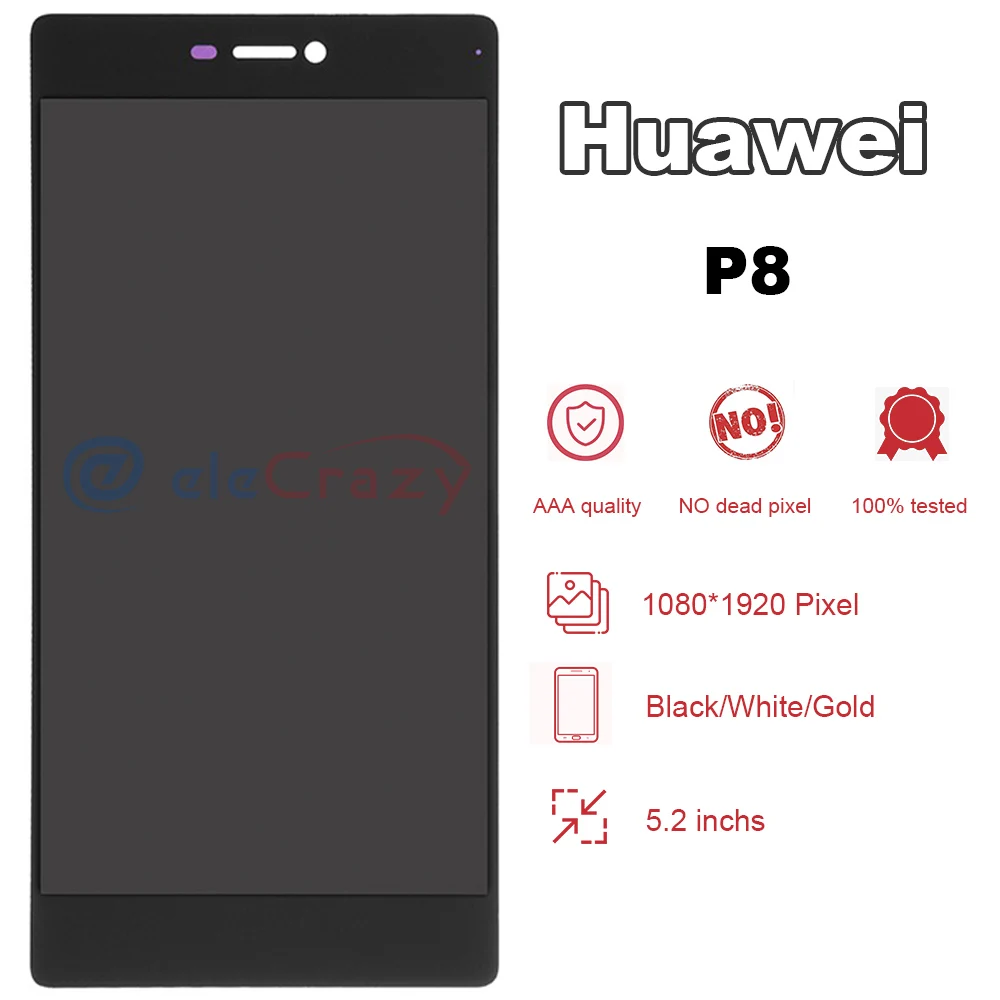Оригинальный 5,2 "Huawei P8 ЖК-дисплей с сенсорным экраном + рамка в сборе для замены GRA-UL00 GRA-L09 GRA-UL10 GRA-TL00