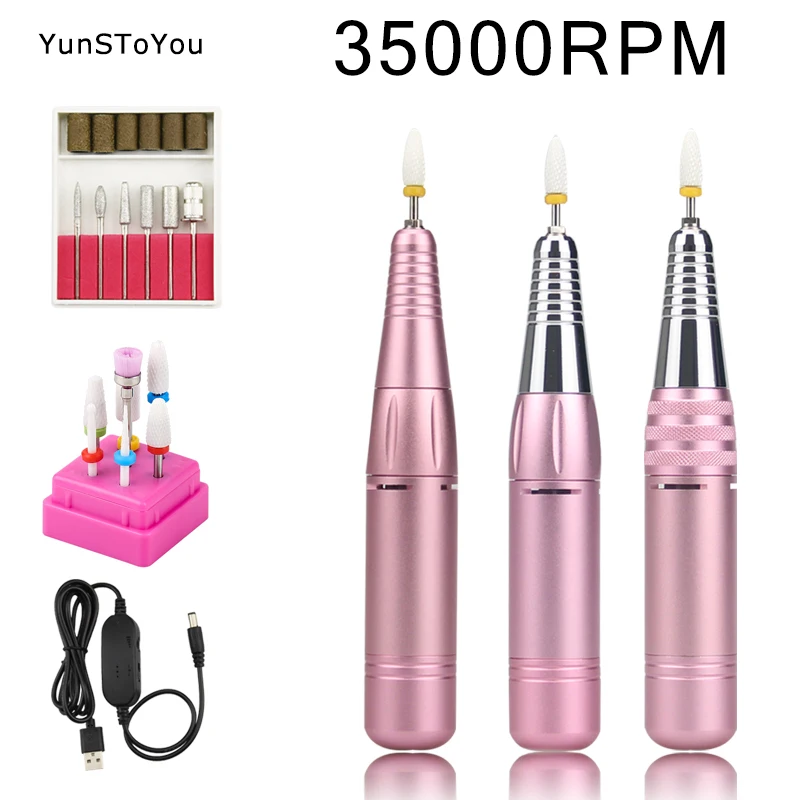 

Nail Drill Machine 35000 RPM Electric Manicure Machine USB Portable Nail Drill Pen For Gel Polish Milling Files Bit Tool Set