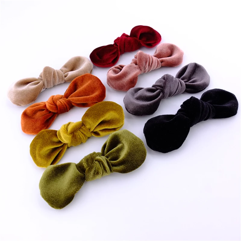 Rounder Velvet Hair Bows Clips for Baby Girls Hair Accessories Round bow Barrettes Hairgrips Headwear