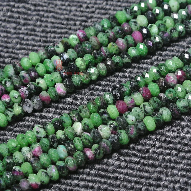 

Natural Zoisite Stone Beads Green Faceted Rondelle Spacer DIY Loose Beads For Jewelry Making beads Accessories 15''