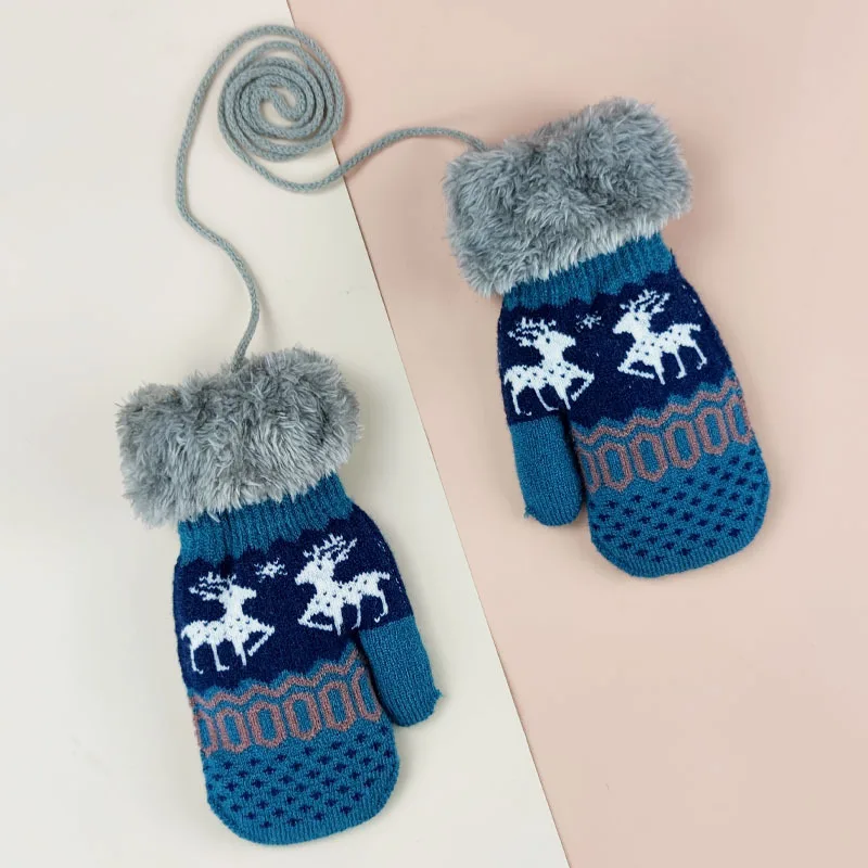 Gants de Noël chauds en velours pour enfants, mitaines Elk, accessoires pour tout-petits, enfants, filles, garçons, tout-petit, hiver, 6-13 ans