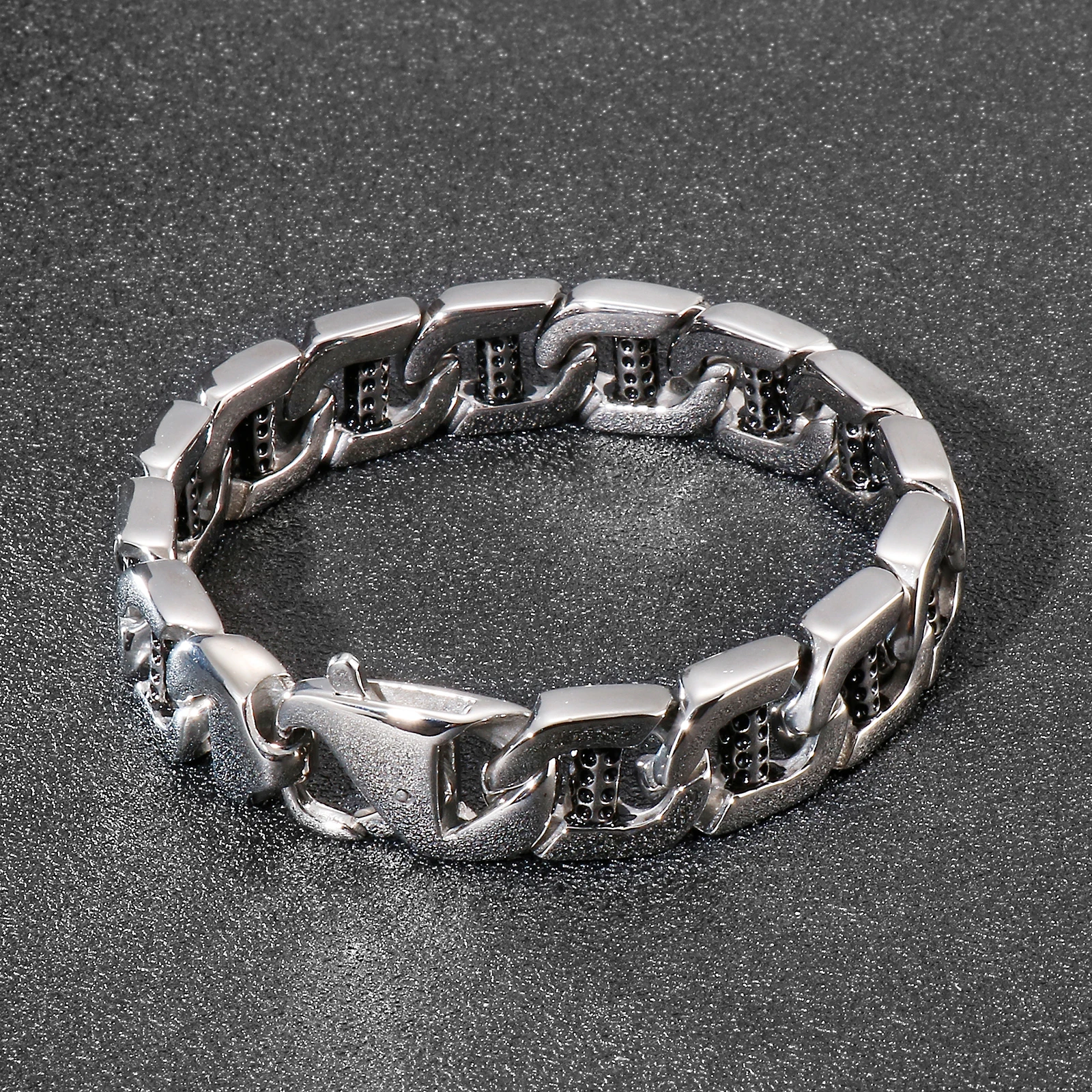 Kalen Punk Style Mechanical Chain 15mm Wide Men\'s Stainless Steel Bracelet Thick Vintage Jewelry Cuban Chain Accessories Gift
