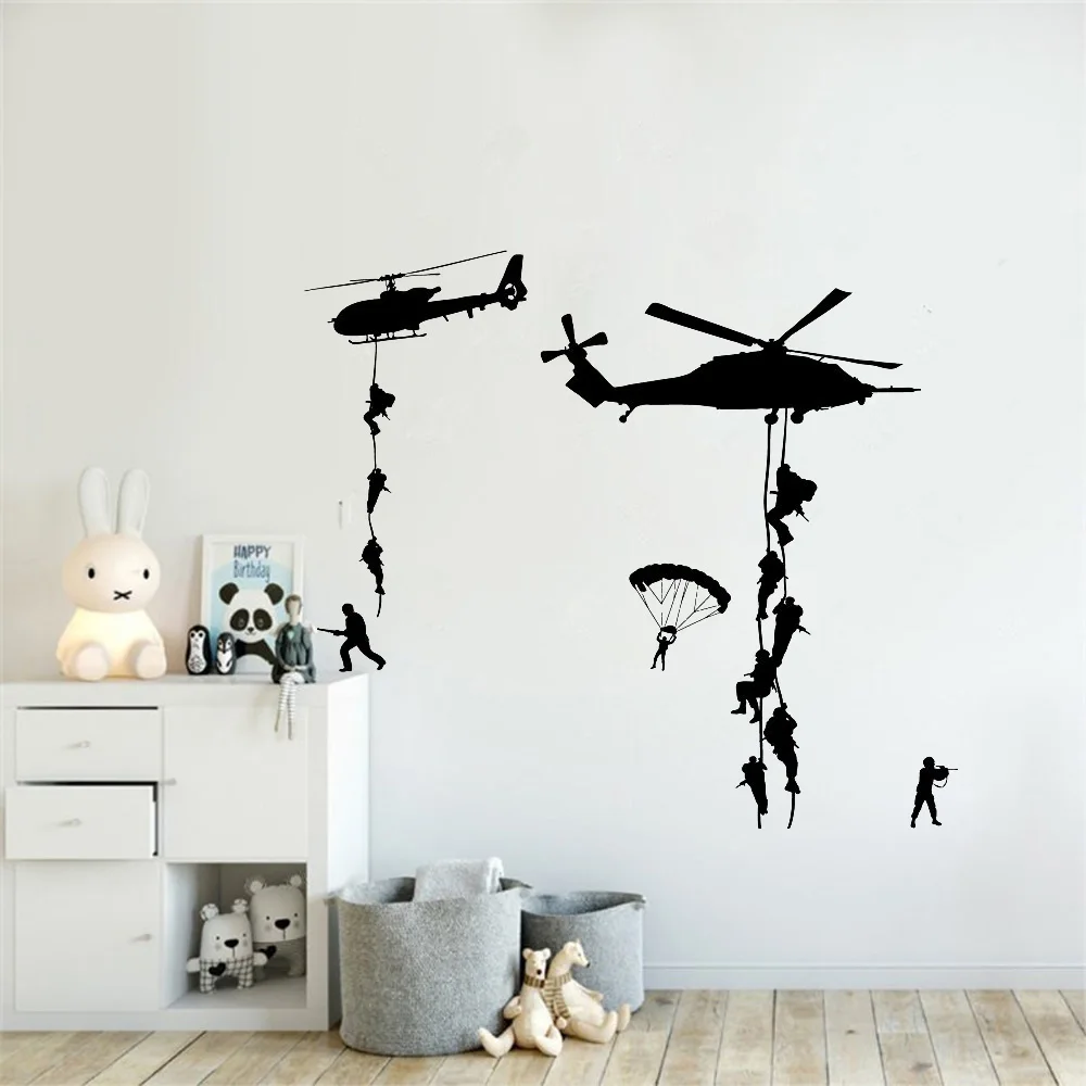 Army Soldier Wall Stickers Vinyl Art Decals Teens Boys Men Military Fans Bedroom Home Decoration