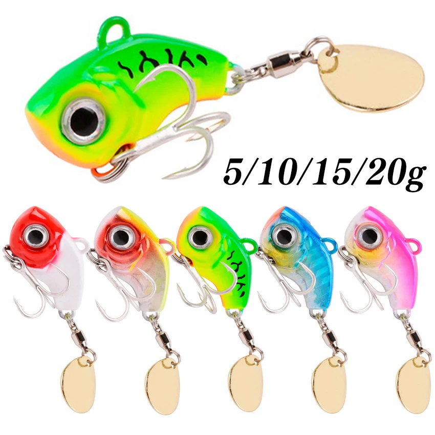 1Pcs Rotating Metal VIB Vibration Bait Spinner Spoon Fishing Lures 5g 10g 20g Jigs Trout Winter Fishing Hard Baits Tackle Pesca