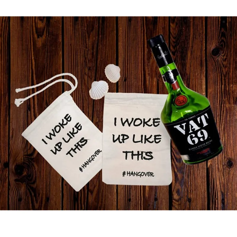 

I Woke Up Like This kit custom Bachelorette Favor bag bridesmaid Hangovers bag wedding cotton drawstring gift bag Recovery kit