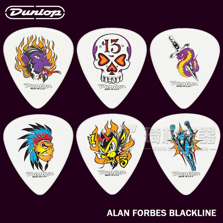 Dunlop Alan Forbes Blackline Guitar 6 Picks Set 3 Different Gauges