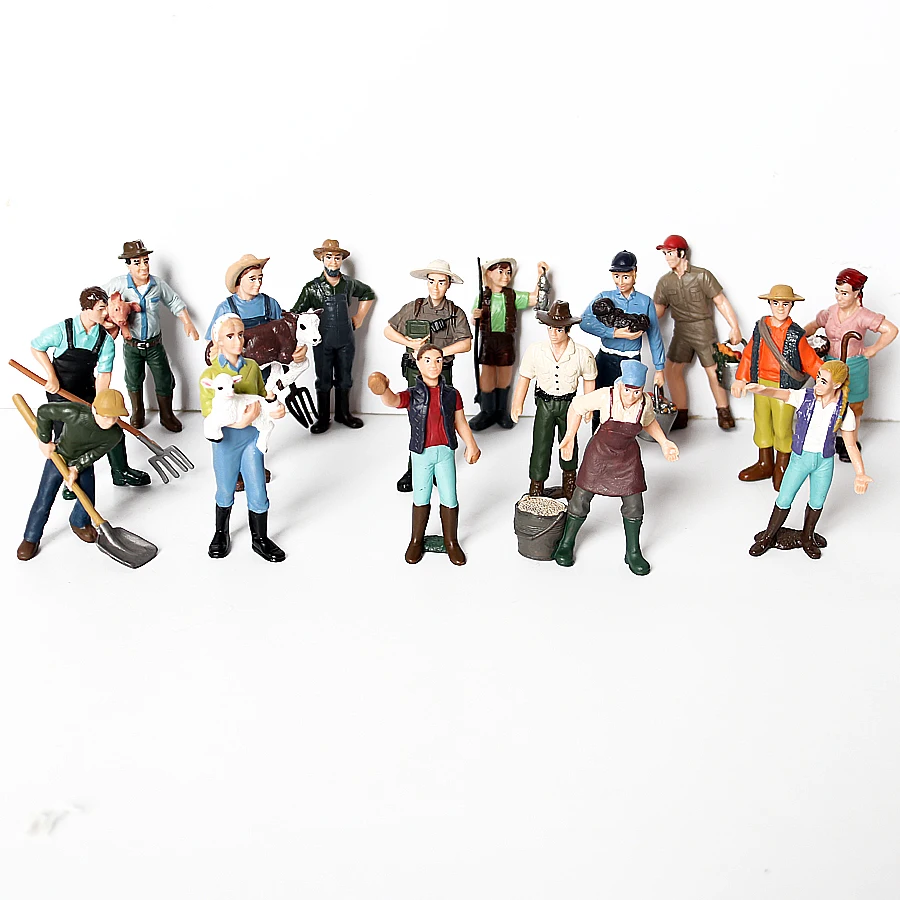 Simulation Hand Painted Various Farmer People,Hunter,Rider,Diver Doll Model Decor Collector Figures Playset Educational Toys