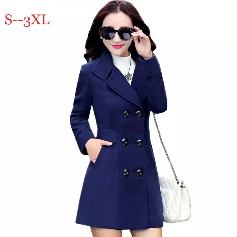 2021 Women Blends Woolens Overcoat Female Coat Autumn Winter Coats Jackets Women Plus size Coat Women\'s Wool Coats Long Tops