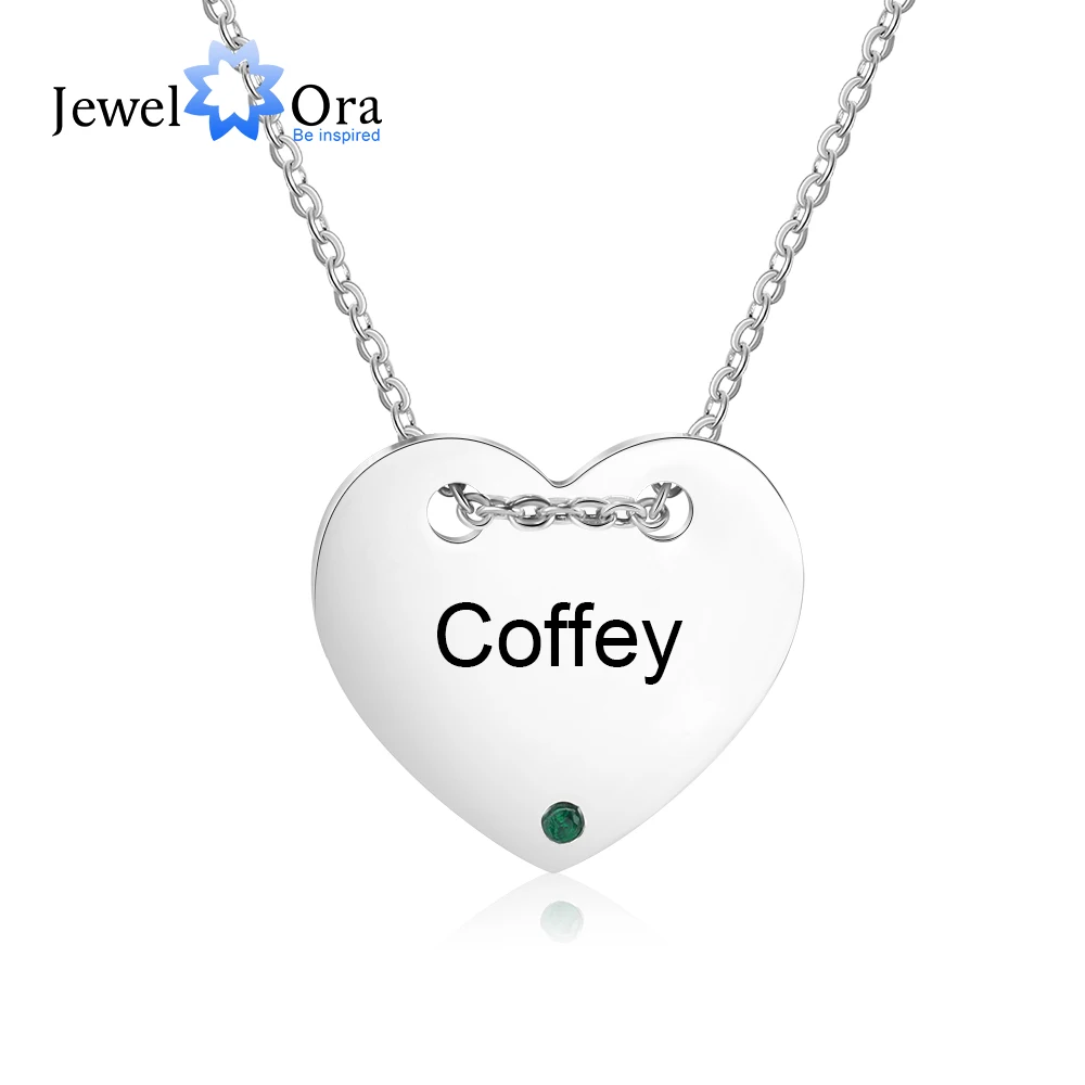 

JewelOra Designer Personalized Name Engraved Heart Pendants Custom DIY Birthstone Necklace Valentines Day Gifts for Girlfriend