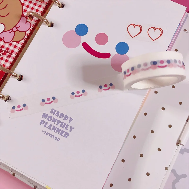 Ins Hot Clouds Smile Bear And Paper Adhesive Tape Love Flower kawaii Korea Washi Tape Hand Account Decorative Tape Stationery