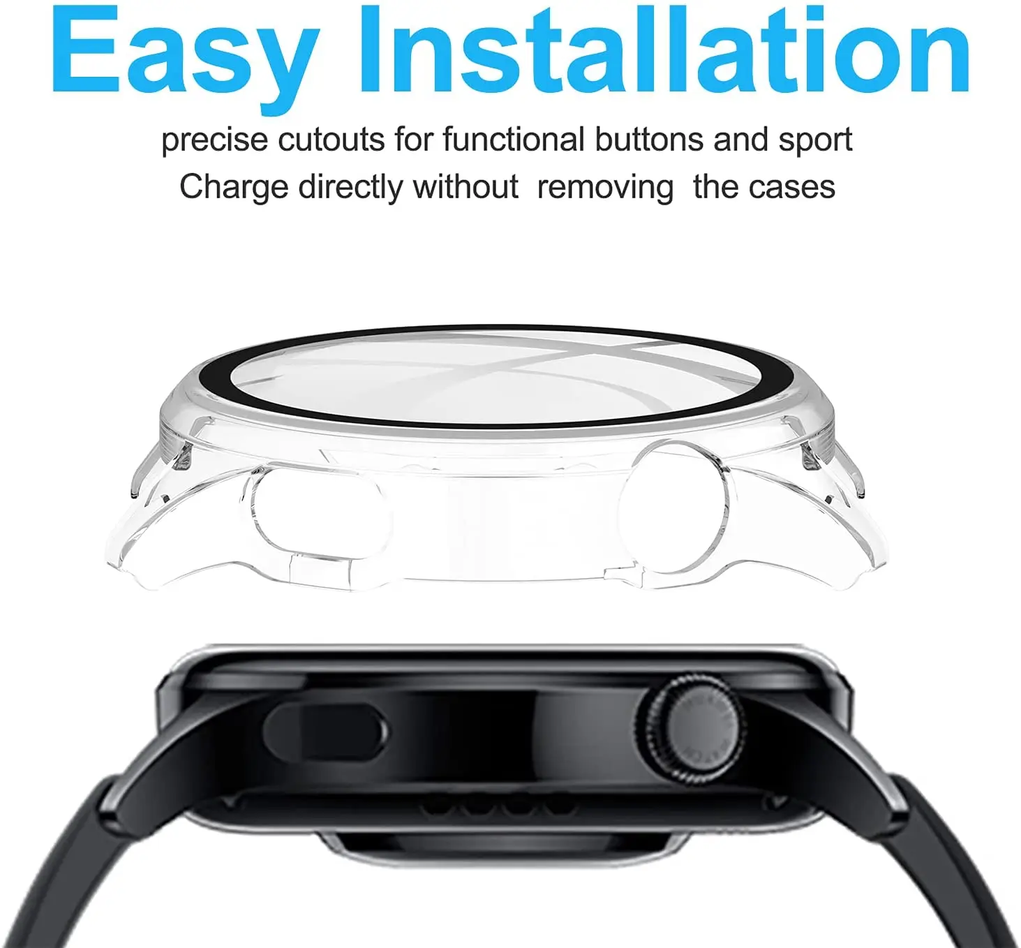 Tempered Glass+Case for Huawei Watch 3 46mm Bumper Shell Matte PC All Around Protector cover Huawei Watch 3 Pro Screen Protector