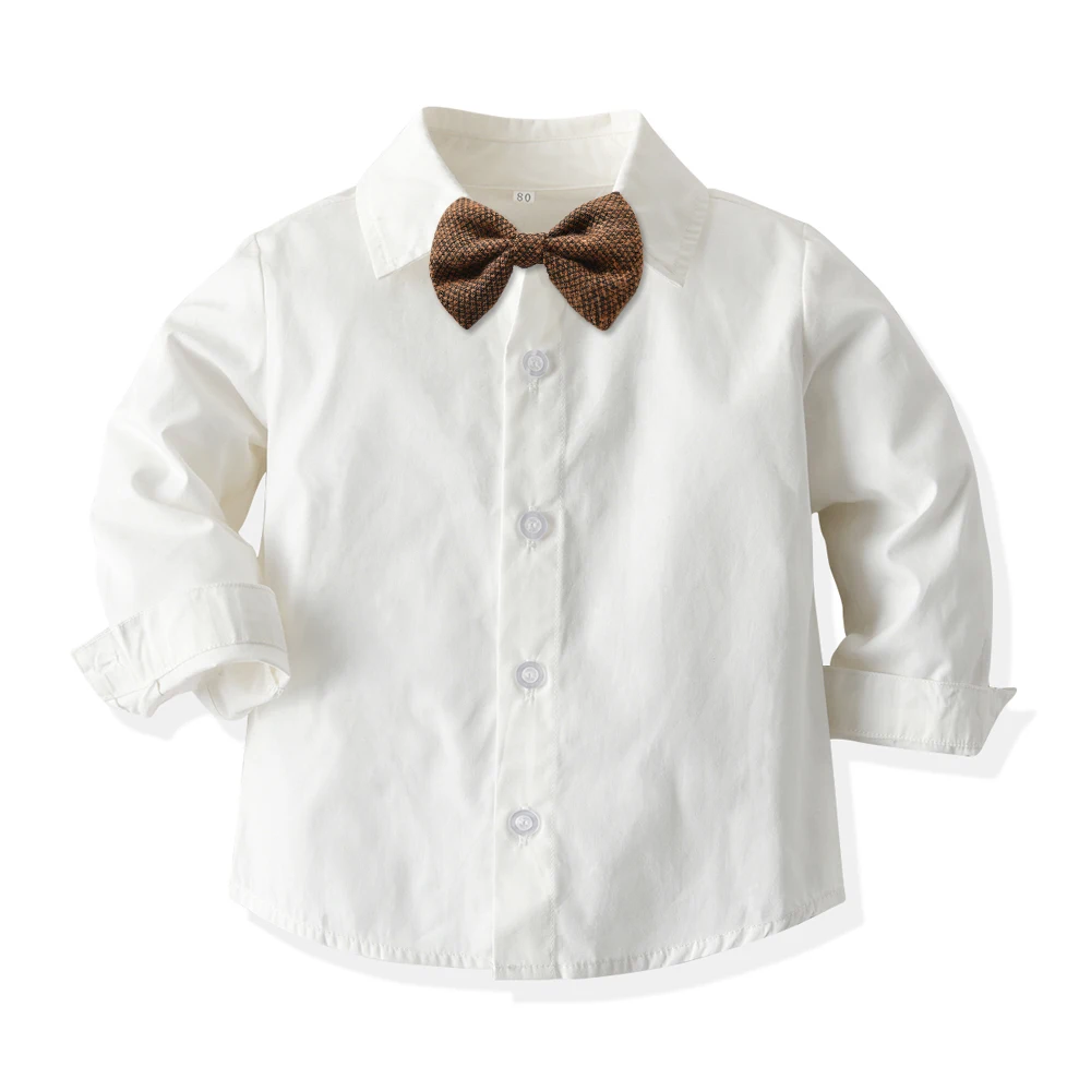 Top and Top 2020 Fall Babys Boy Clothes Gentleman Style Infant Sets 3Pcs Bowtie Shirts+Vest+pants Newborn Formal Bebes Clothing