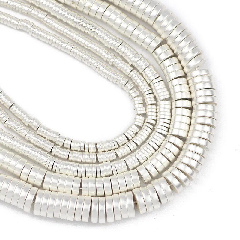 ماتي فضي اللون الحجر الطبيعي شقة عملات مستديرة شكل الهيماتيت فاصل 3-8 مللي متر فضفاض الخرز لصنع المجوهرات أساور يدوية #2