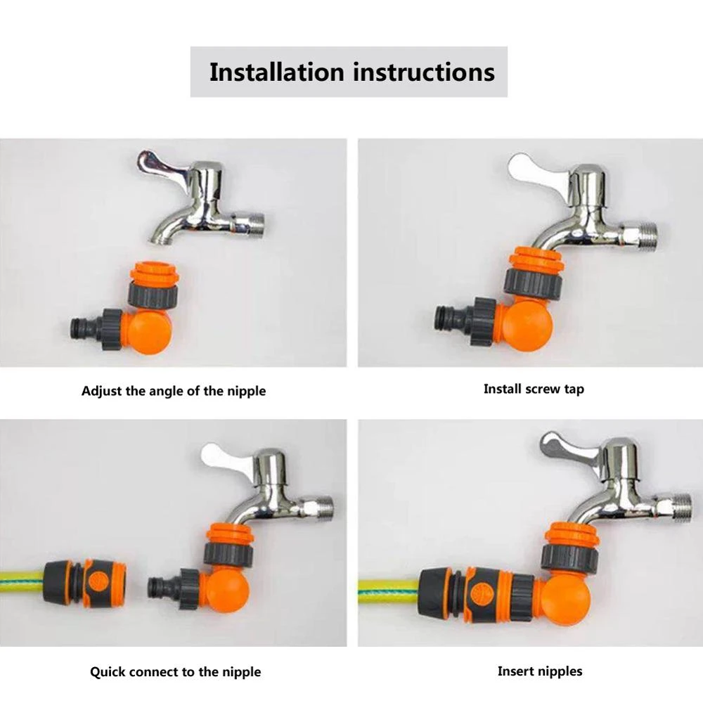 Divisor de grifo de agua giratorio, conector rápido de riego para agricultura, válvula de Control de agua de 1/2 pulgadas y 3/4 pulgadas