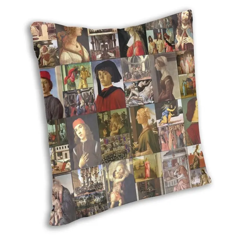 Sandro Botticelli Collage Pillow Case Home Decorative Italian Painter Nordic Cushion Cover For Living Room Velvet Pillowcase