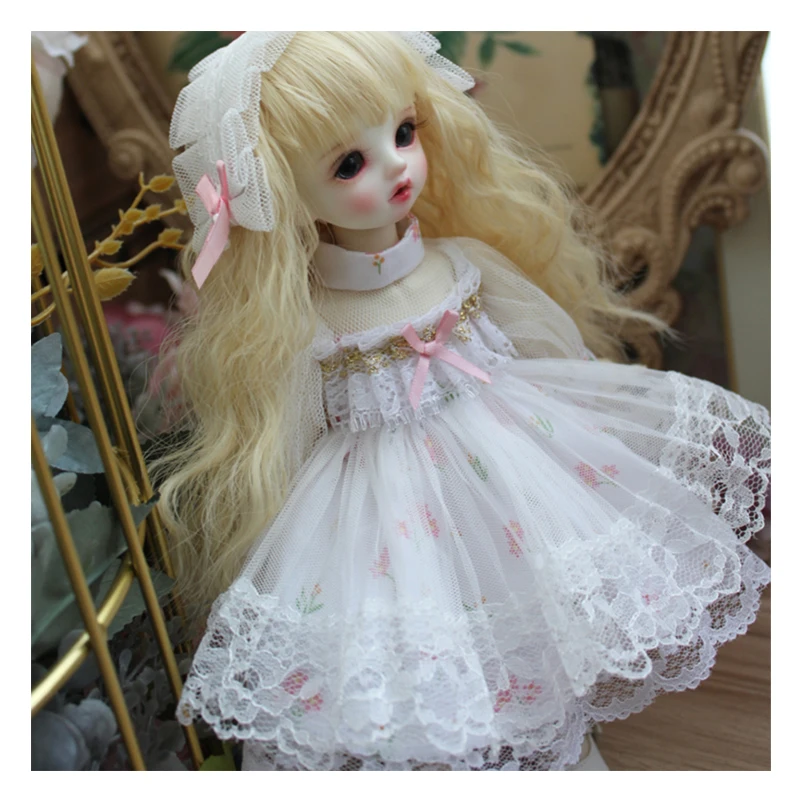 

1/3 1/4 1/6 BJD doll lace dress + hair band white color dress for BJD SD doll Blyth doll dress salon doll accessories