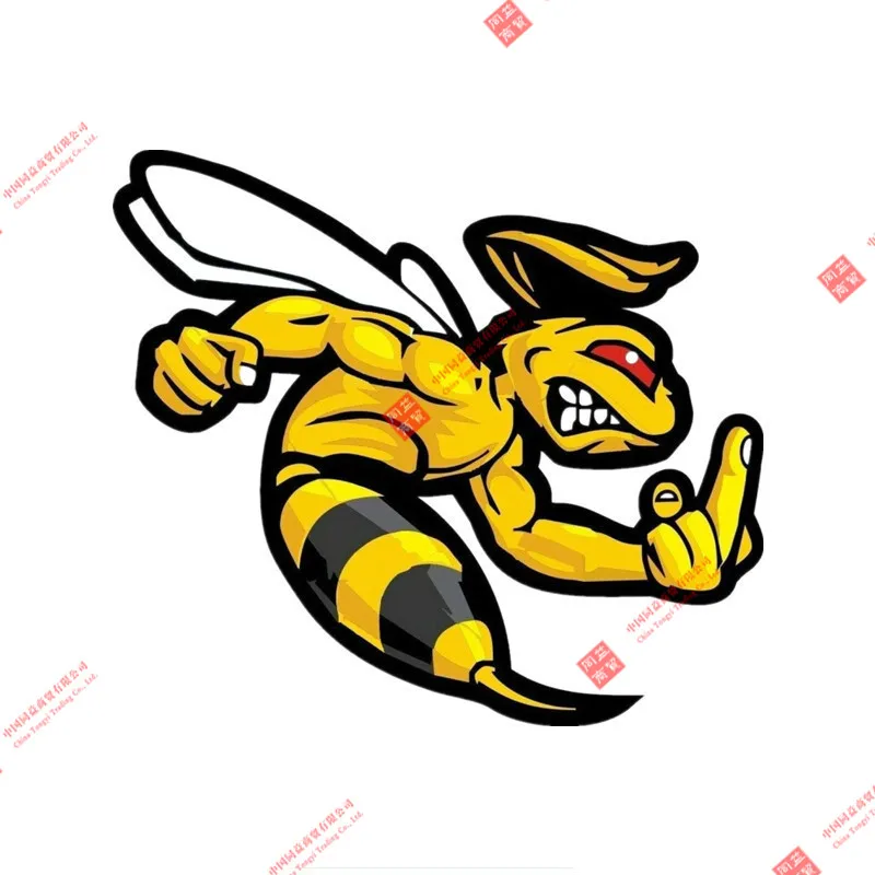 High Quality Cartoon Strong Angry Bee Bumblebee Helmet Sticker Waterproof Sticker for Car Racing Car Laptop Helmet