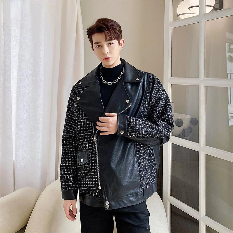 Spring 2022 Autumn New Fashion Men Soft Faux Leather Jacket Mens Hip Hop Jacket Leather Male Oversize Streetwear Clothes B482