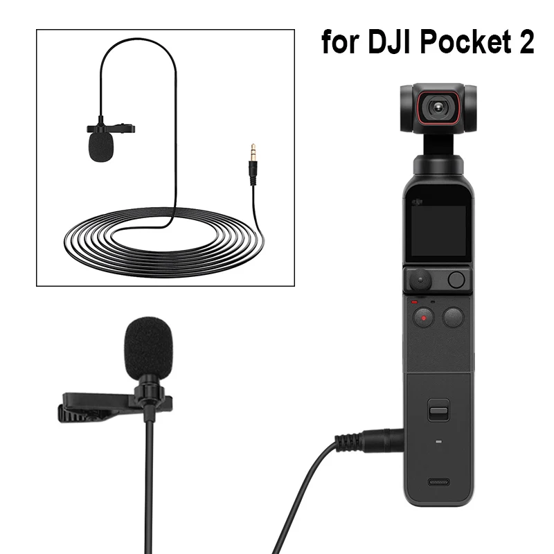 3.5mm Portable Clip-on Lapel Condenser Microphone Wired Mini Mic for DJI Pocket 2 Do-It-All Handle Gimbal Camera Accessories