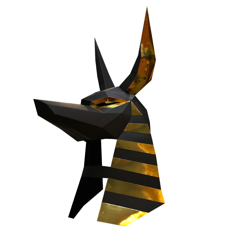 غريم ريبر أنوبيس قناع ورقة نموذج ، منخفضة بولي ثلاثية الأبعاد ورق كرافت الفن اوريغامي زي حفلة تأثيري ، اليدوية لتقوم بها بنفسك الكبار الحرفية RTY163