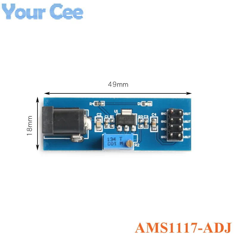 AMS1117 3V 5V ADJ Adjustable Step Down Buck Module 3.3V 5V Power Voltage Regulator Board with DC Jack Switch