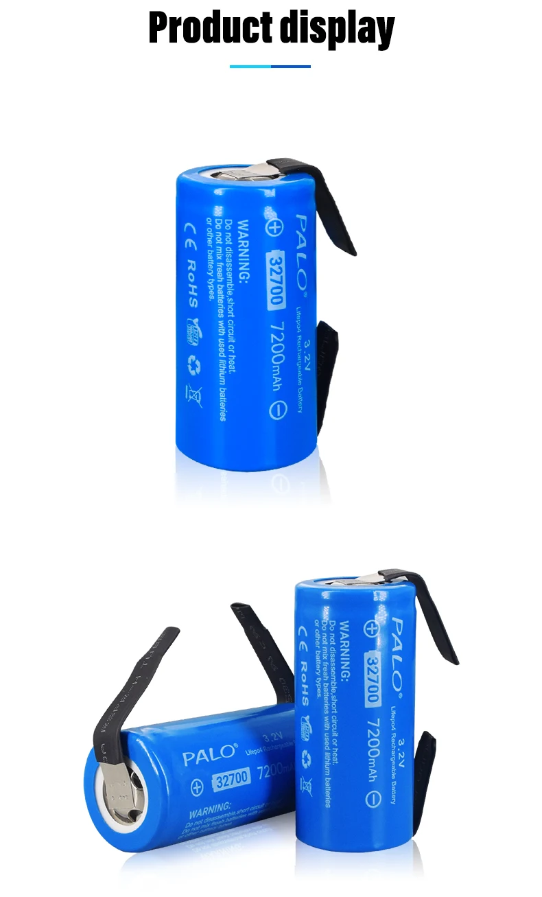 PALO Neue 32700 LiFePO4-Batterie 7200mAh 3,2V 32700 35A Dauerentladung Maximal 55A Hochleistungs-LiFePO4-Batterie + Nickelbleche – Detail 2