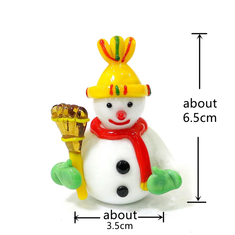 Leuke Kerst Sneeuwpop Murano Glas Ornamenten Merry Xmas Decoratie Voor Thuis Figurine Tuin Miniaturen 2022 Nieuwjaar Xmas Decor