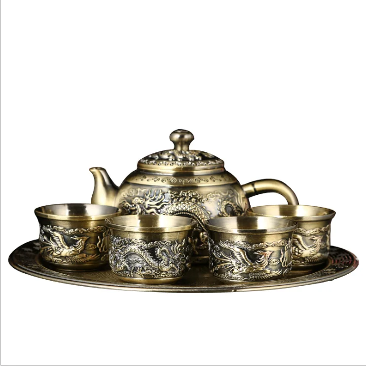 

6Pieces/Set Chinese Style Metal Tea ChineseTea Set Tea Cup Set For Room Decoration CJ010