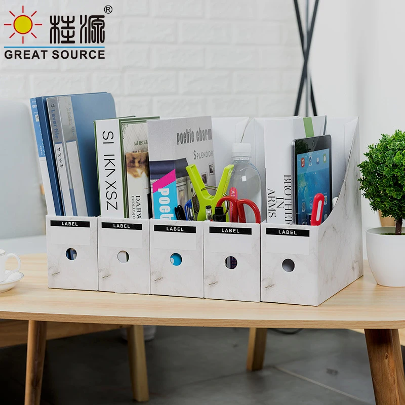 MQQ Foldaway File Holder Marble Newspaper Box Desk Top Organizer Magazine Bookend White Corrugated Paper Stationery(10PCS)）