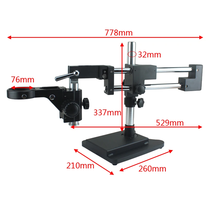 Soporte de Microscopio estéreo Trinocular Universal de doble brazo, accesorios de Microscopio, soporte de brazo, Zoom Industrial de laboratorio, 76mm