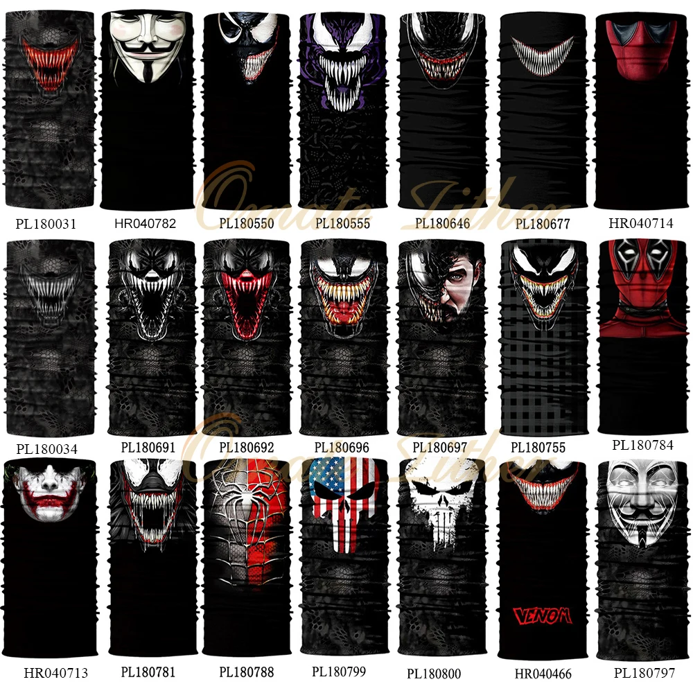 Punisher Half Mask Bandana Balaclava Venom Neck Gaiter Cycling Face Shield Hiking Scarf Ski Mask Headband Pasamontanas Women Men