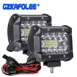 60W 4INCH 20LED Waterproof  Work Light LED Light Bars Spot Flood Beam for Work Driving Offroad Boat Car Tractor Truck 12V 24V