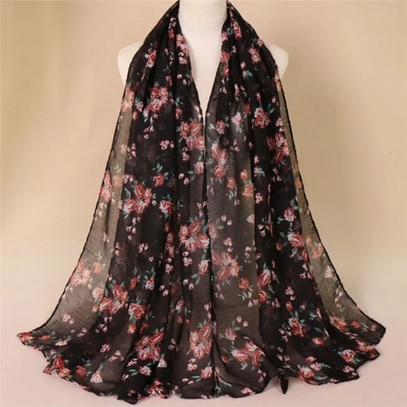 Imixlot-chales con estampado Floral para otoño e invierno, Hijab musulmán, bufanda larga y suave, 180x85cm