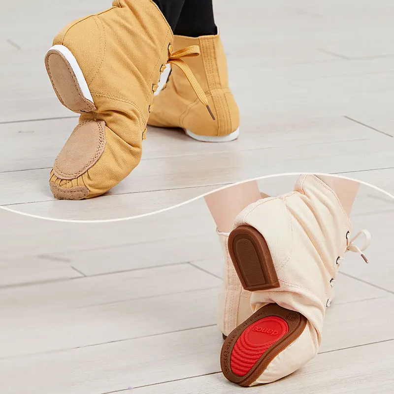Jazz Shoes Canvas Jazz Dancing Shoes Ankel Length Dance Boots Split Sole Shoes For Girls Kids Adults Children China Size 26-45
