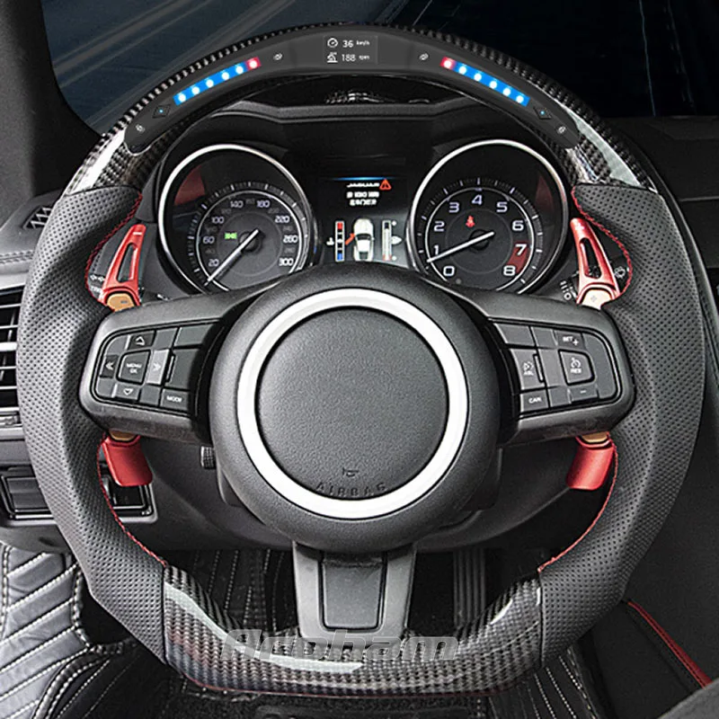 Carbon Fiber Steering Wheel LED Race Digital Display For Jaguar XF XE F-PACE XF XE XJ F-TYPE XK xfl