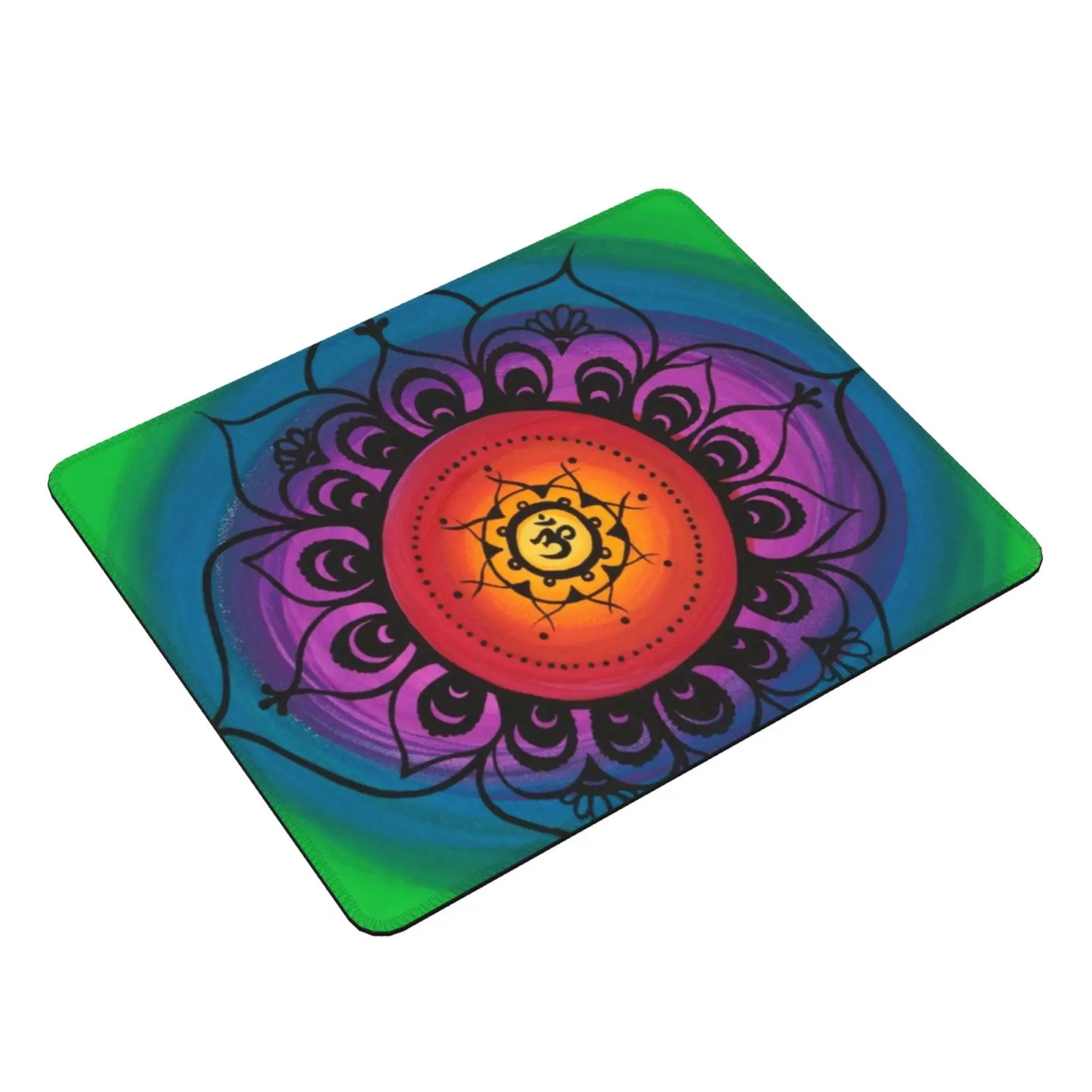 Om Mandala Mouse Pad DIY Print Cushion Om Mandala Om Mandala Flower Spirit Yellow Orange Red Pink Purple Blue