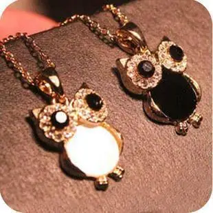 New fashion Black and white owl pendant necklace For Women girl Accessories  jewelry wholesale