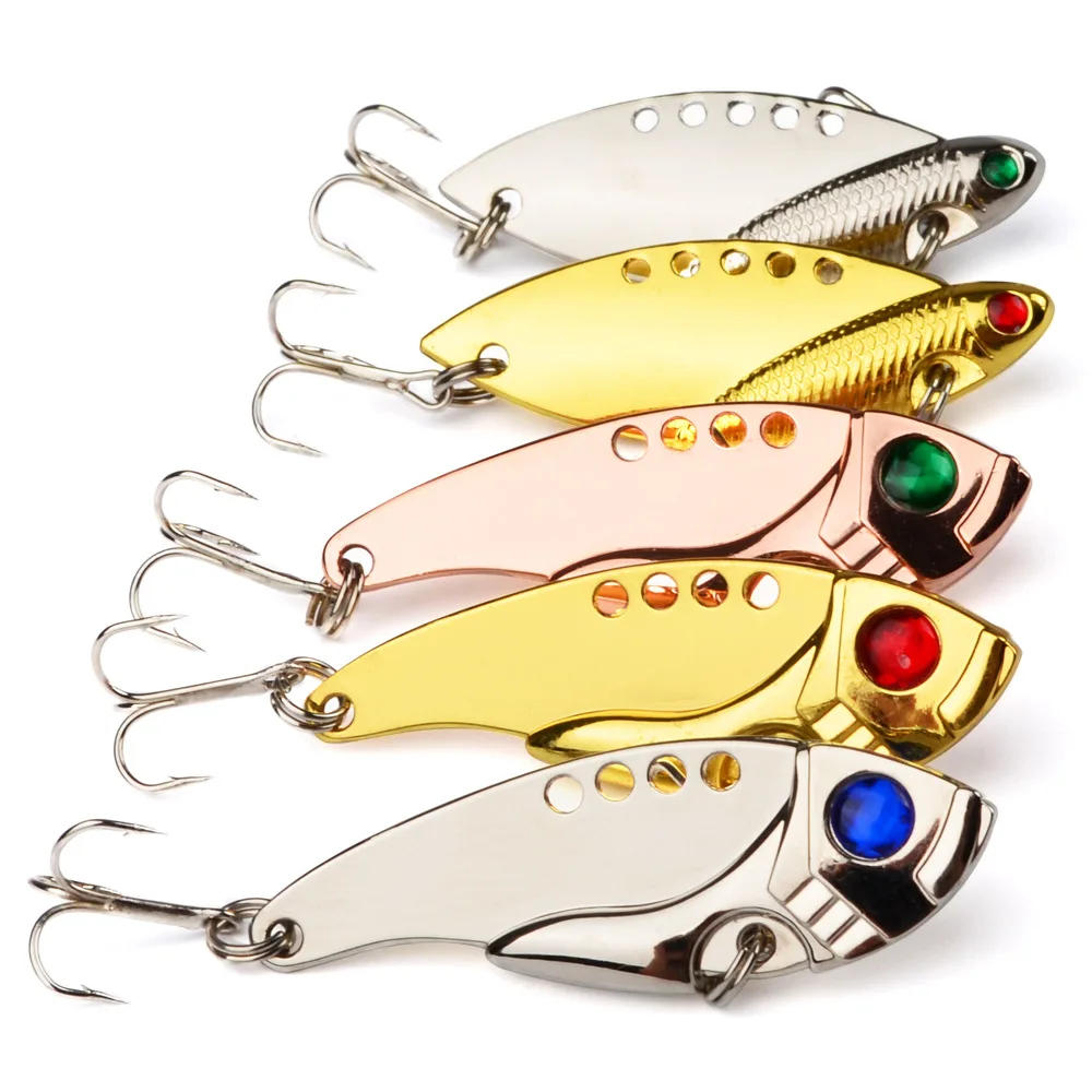 Metal Vib Fishing Lures 65mm 11g Vivid Vibrations Spoonbait Lure Fishing Bait Bass Artificial Hard Bait VIB 3d Eyes Spoon Wobble