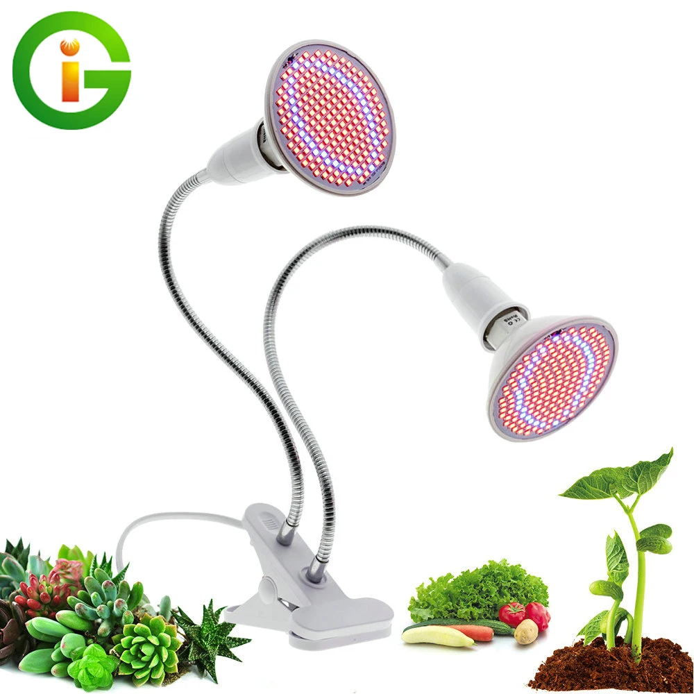 LED Grow Light Full Spectrum com suporte E27 Lamp Clip-on Lâmpadas Fito 72LEDs 200LEDs 290LEDs para plantas de interior Crescimento Flores