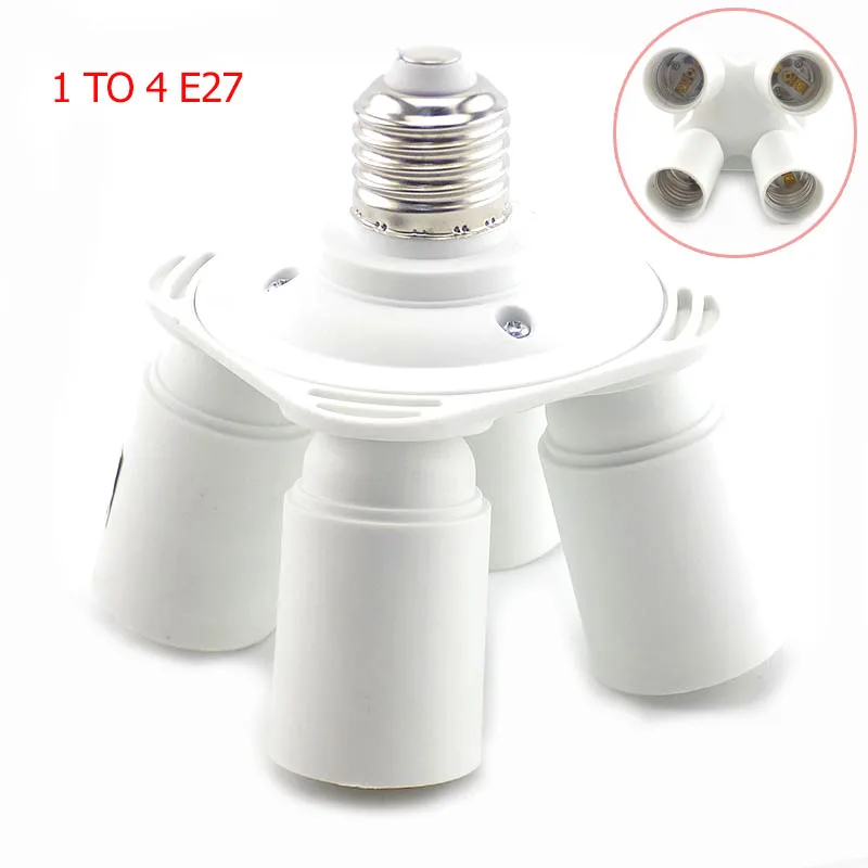 1 E27 to 4 E27 Lamp Bases Socket Splitter Bulb Holder LED 100-240V Converter Lamp Adapter Light 4 in 1 Heads Bulb Adapter